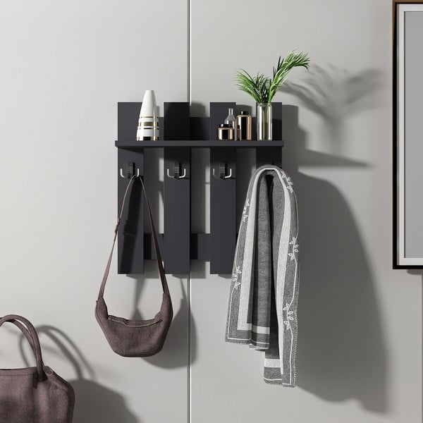 Czarny wieszak ścienny Utica – Kalune Design-image-1