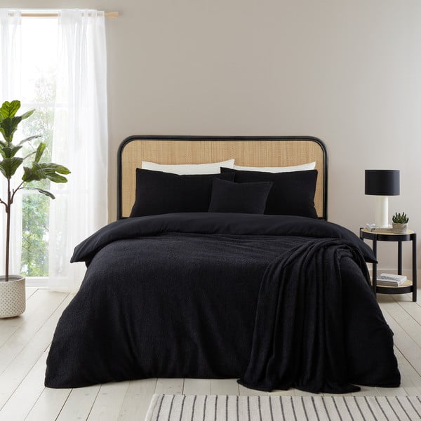 Czarna narzuta z materiału bouclé na łóżko dwuosobowe 180x200 cm Cosy – Catherine Lansfield
