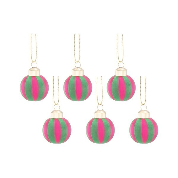 Tekstylne bombki zestaw 6 szt. 12 cm Yarn Stripe – Sass & Belle