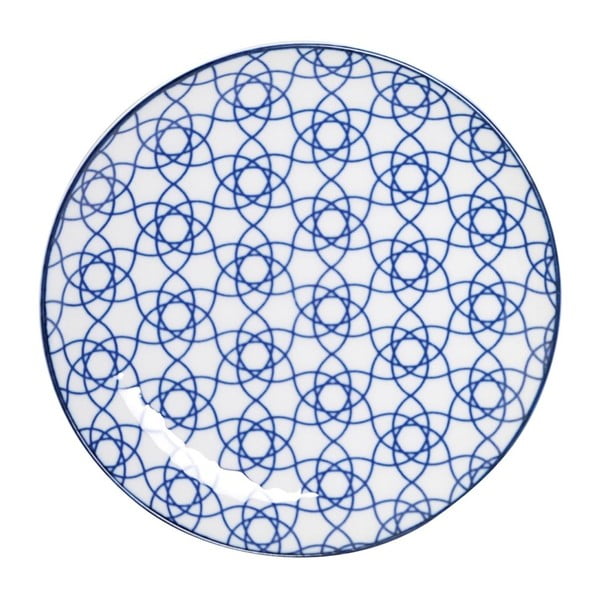 Niebieski talerz porcelanowy Tokyo Design Studio Stripe