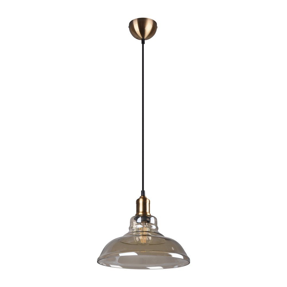 Metalowa lampa wisząca w kolorze mosiądzu ze szklanym kloszem ø 28 cm Aldo – Reality