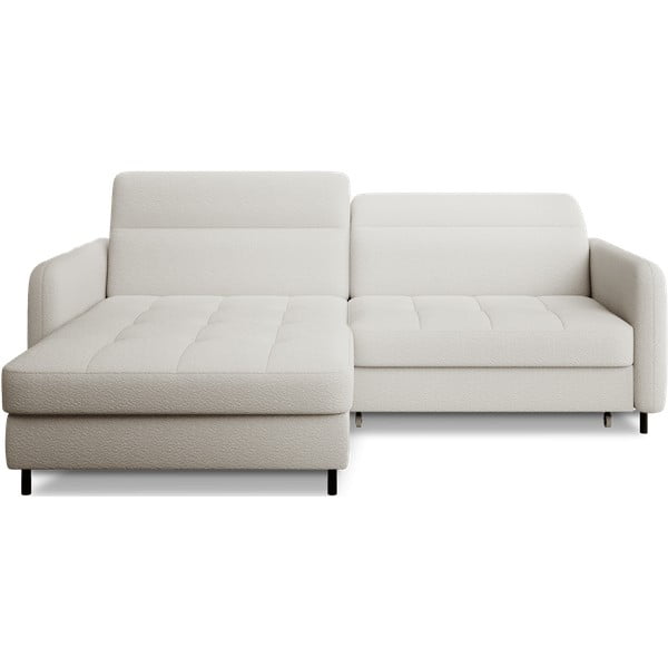 Kremowy rozkładany/ze schowkiem narożnik z materiału bouclé (lewostronny/z szezlongiem) Gomsi – ELTAP