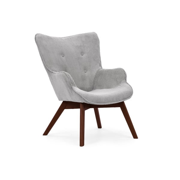 Szary sztruksowy fotel z podnóżkiem Niko – Ropez-image-4