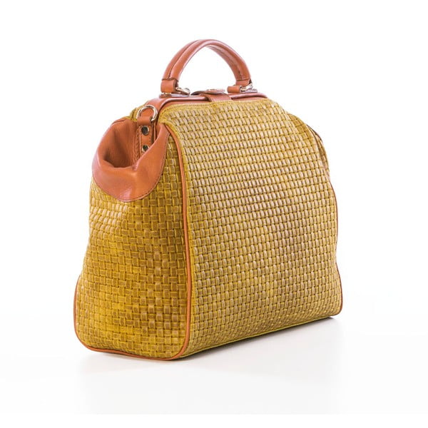 Skórzana torebka Braid Yellow-image-4