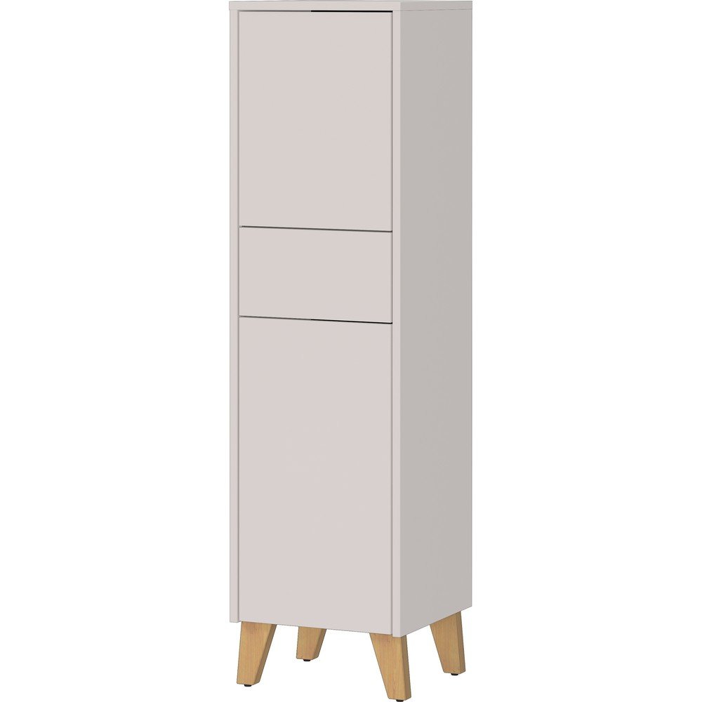 Kremowa wysoka szafka łazienkowa z matowym wykończeniem 33x123 cm Arnea – Germania