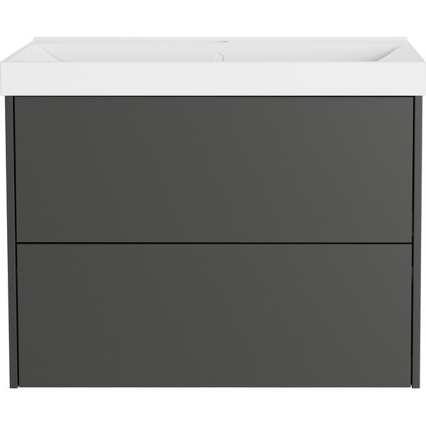 Antracytowa wisząca szafka pod umywalkę z matowym wykończeniem 81x65 cm Bodera – Germania-image-3