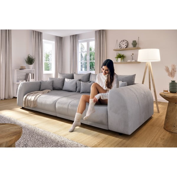 Ciemnoszara sztruksowa sofa 310 cm Vanessa – Ropez-image-4