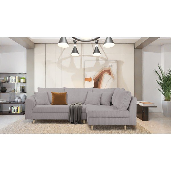 Szary sztruksowy narożnik (prawostronny) Ariella – Ropez-image-1