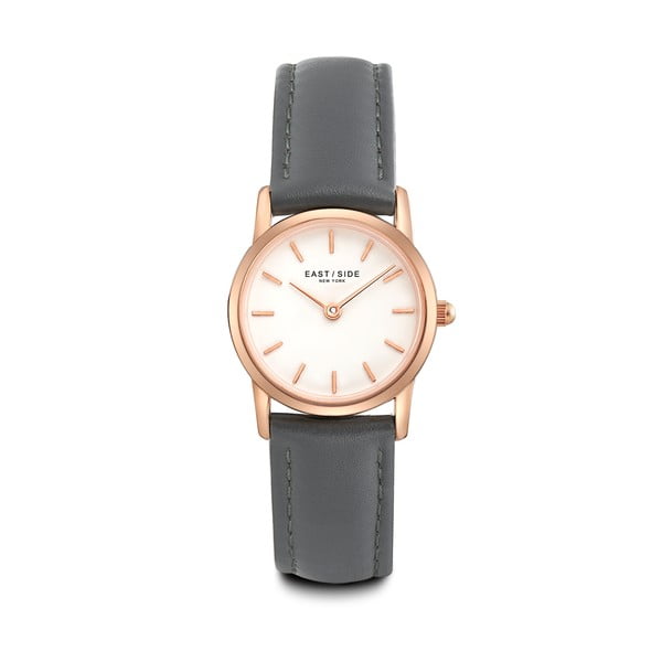 Zegarek damski z szarym skórzanym paskiem i cyferblatem w kolorze różowego złota Eastside Elridge
