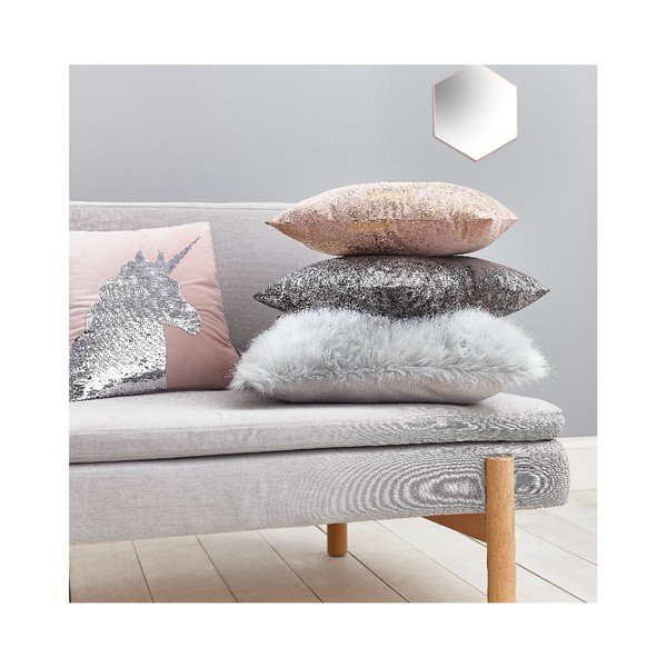 Biała poszewka na poduszkę z sztucznego futerka Catherine Lansfield Metallic Fur, 45x45 cm-image-1