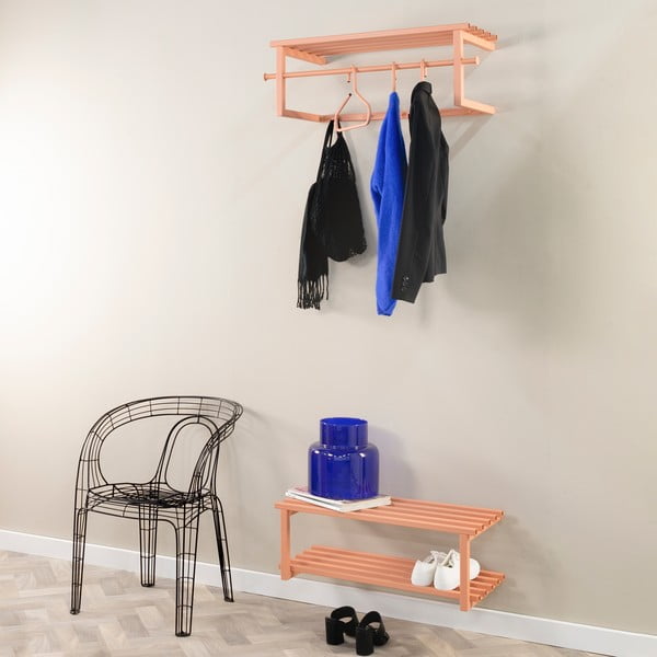 Łososiowa metalowa wisząca szafka na buty 71x26x34 cm Marco – Spinder Design-image-3