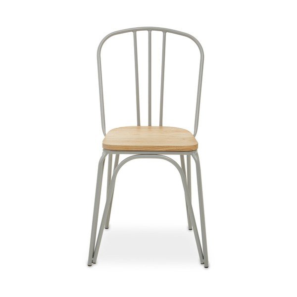 Szare/w naturalnym kolorze krzesło z litego drewna wiązu District – Premier Housewares-image-2