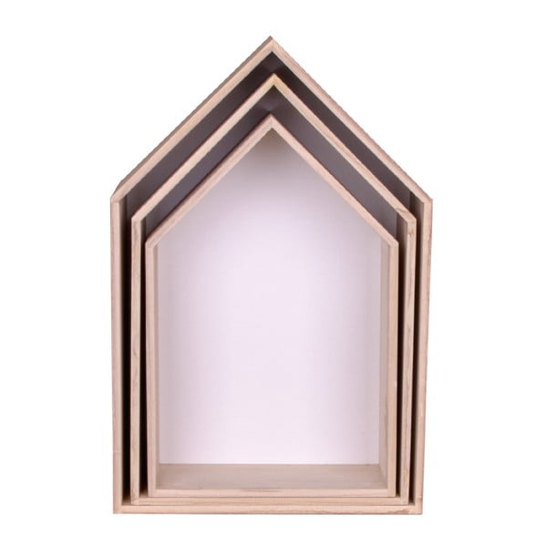 Zestaw 3 białych półek drewnianych House Nordic Verona-image-2