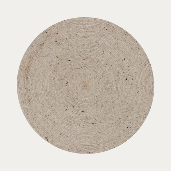 Jasnoszaro-kremowy wełniany okrągły dywan tkany ręcznie ø 200 cm Takashi – Kave Home-image-4
