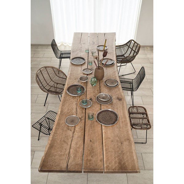 Czarno-naturalny rattanowy stołek Sokna – Villa Collection-image-1