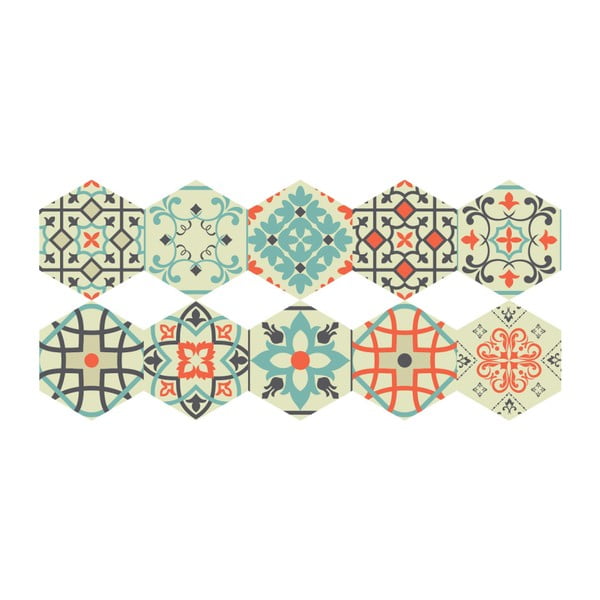 Zestaw 10 naklejek na podłogę Ambiance Floor Stickers Hexagons Lieva, 40x90 cm