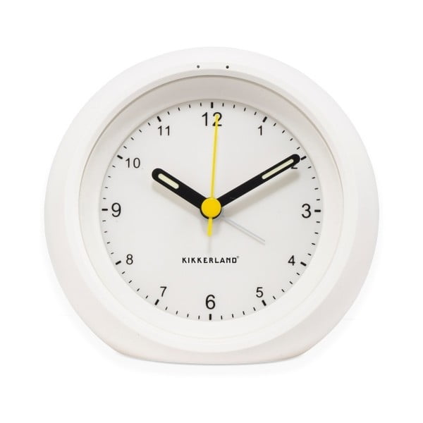 Biały zegar stołowy z lekkim podświetleniem Kikkerland Sleppy