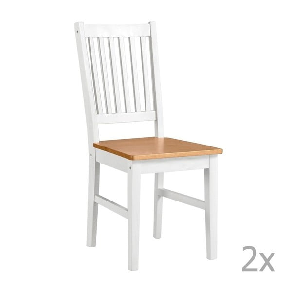 Zestaw 2 białych krzeseł z litego drewna 13Casa Ginger