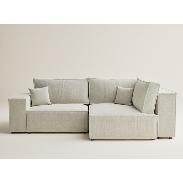 Kremowy rozkładany/ze schowkiem narożnik z tkaniny szenilowej (prawostronny/w kształcie litery L) Tonga – Maison de Rêve-image-2