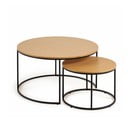 Okrągłe stoliki z blatem w dekorze dębu zestaw 2 szt. ø 80 cm Yona − Kave Home