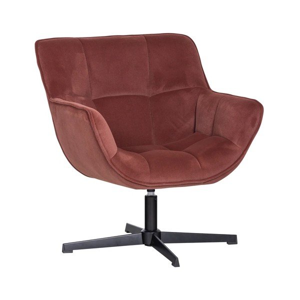 Obrotowy aksamitny fotel w kolorze terakoty Wibo – WOOOD