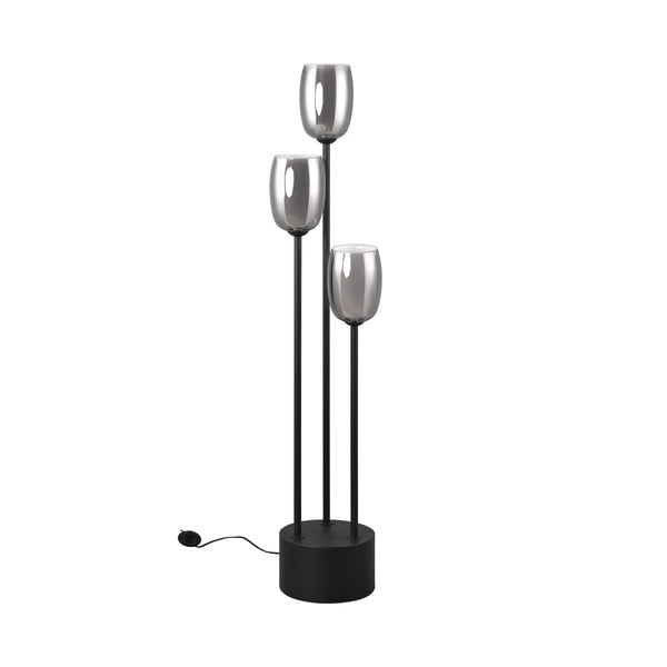 Lampa stojąca w czarno-srebrnym kolorze ze szklanym kloszem (wys. 140 cm) Barret – Trio Select