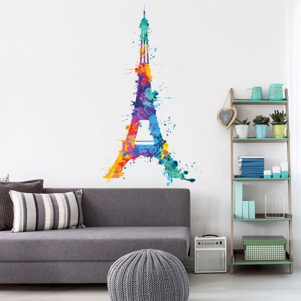 Naklejka ścienna Ambiance Wall Decal Eiffel Tower Design Watercolor, 70x40 cm