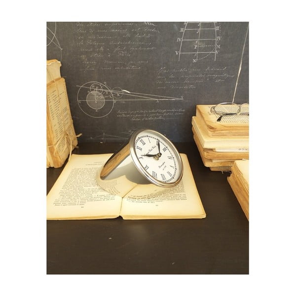 Stalowy zegar stołowy Orchidea Milano Davide, wys. 10 cm