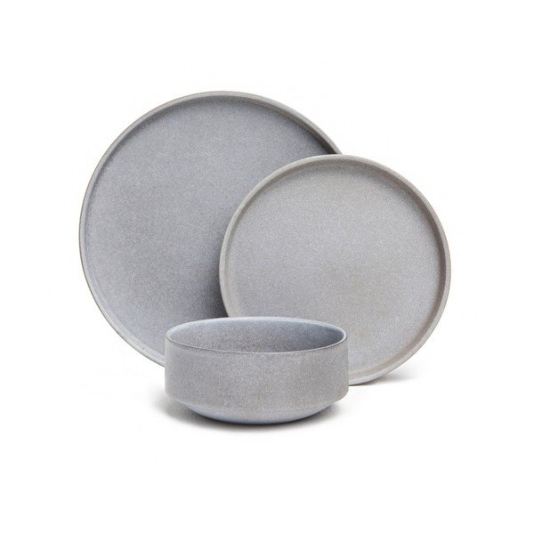 12-częściowy zestaw szarych naczyń kamionki Bonami Selection Malia