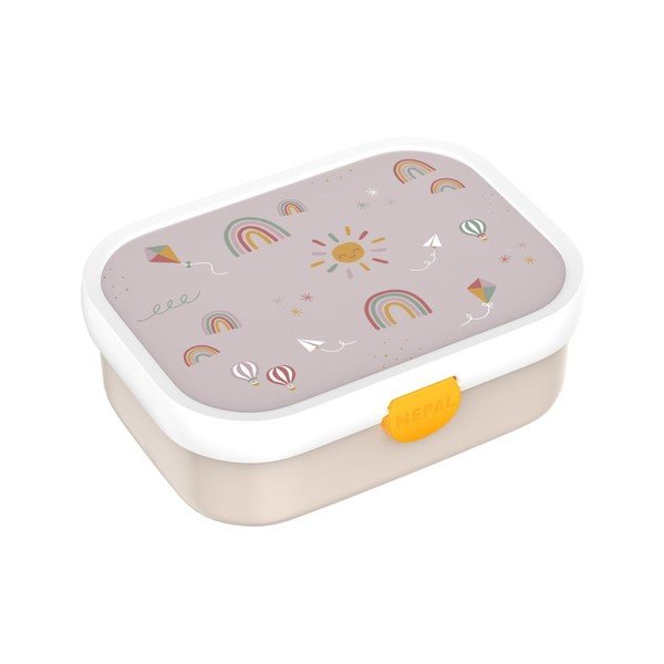 Beżowy plastikowy pojemnik śniadaniowy dla dzieci Sunshine & Rainbow – Mepal