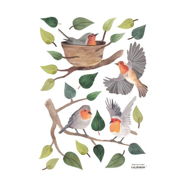 Naklejki dziecięce 30x42 cm Robins Redbreast – Lilipinso