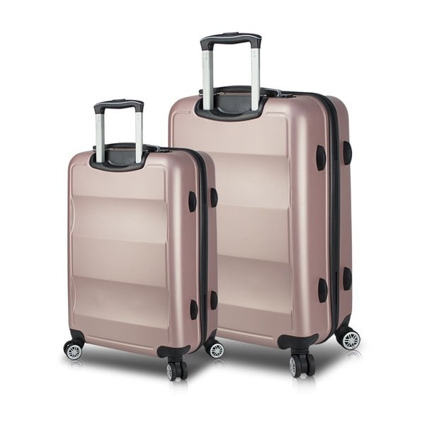 Zestaw 2 różowych walizek na kółkach z USB My Valice LASSO Large & Medium