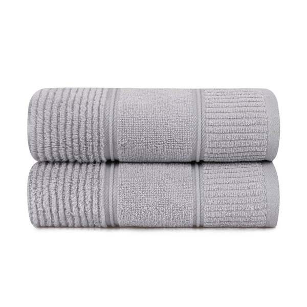 Zestaw 2 szarych bawełnianych ręczników Foutastic Daniela, 50x90 cm