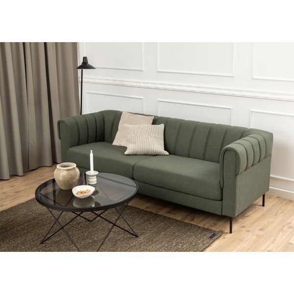 Czarny stolik ze szklanym blatem ø 80 cm Cuxton – Actona-image-2