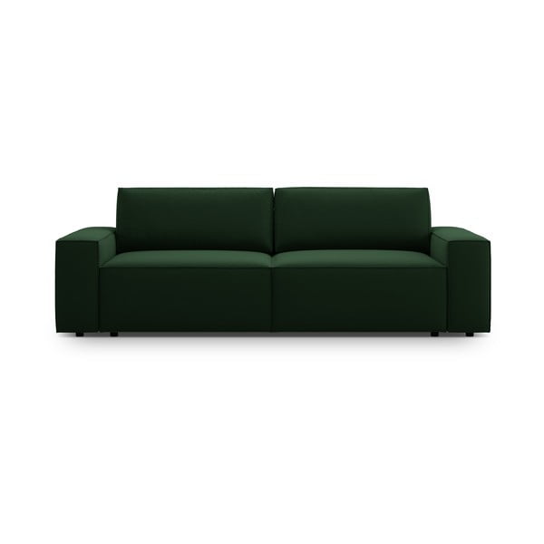 Ciemnozielona aksamitna rozkładana/ze schowkiem sofa 247 cm Jodie – Micadoni 