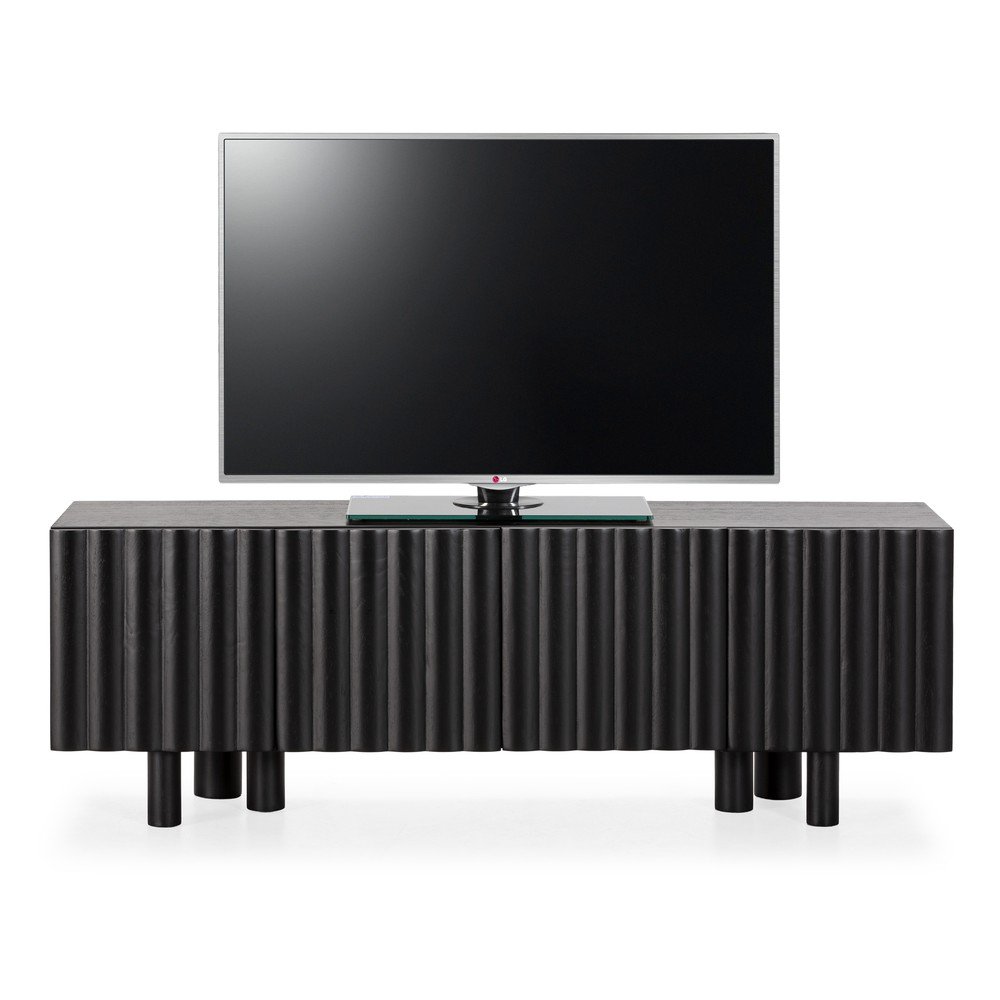 Czarna szafka pod TV z litego drewna mango 160x55x40 cm Tamira – MOME (zdjęcie 9)