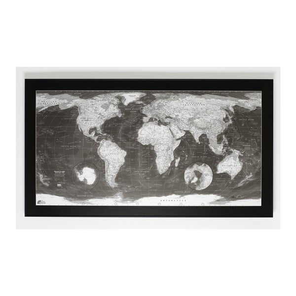 Mapa świata The Future Mapping Company Monochrome World Map, 130x72 cm
