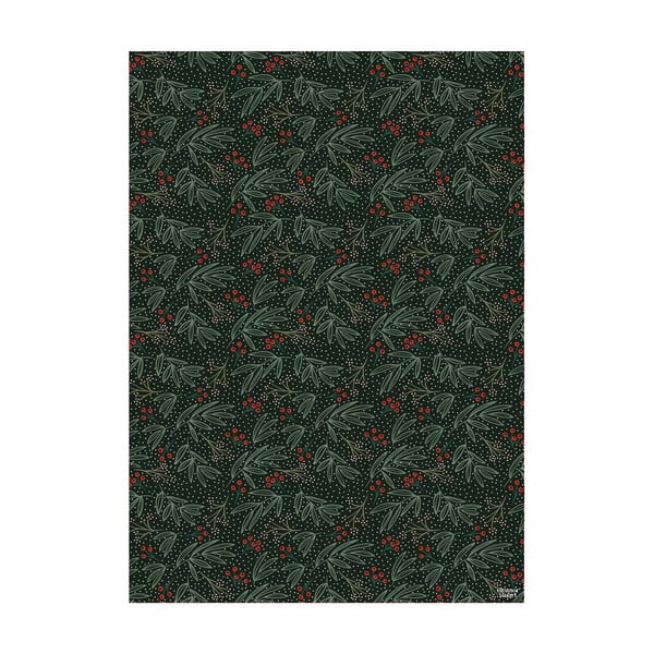 5 arkuszy zielonego papieru do pakowania prezentów eleanor stuart No. 7 Winter Floral, 50x70 cm-image-2