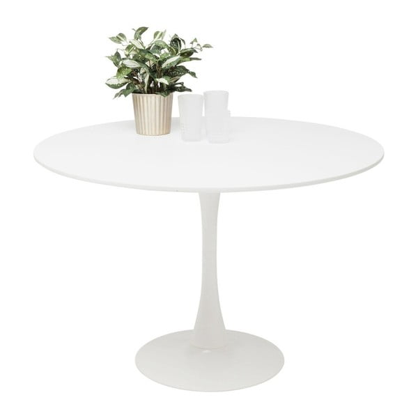 Biały stół z drewnianym blatem Kare Design Schickeria, ⌀ 110 cm