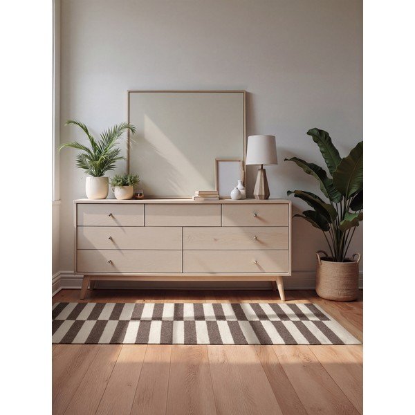 Biały/brązowy wełniany dywan dwustronny/tkany ręcznie 80x150 cm Vika – Hanse Home-image-1
