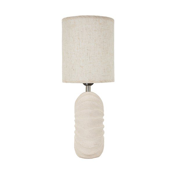 Kremowa lampa stołowa ceramiczna z tekstylnym kloszem (wysokość 40 cm) Anemone – Mauro Ferretti