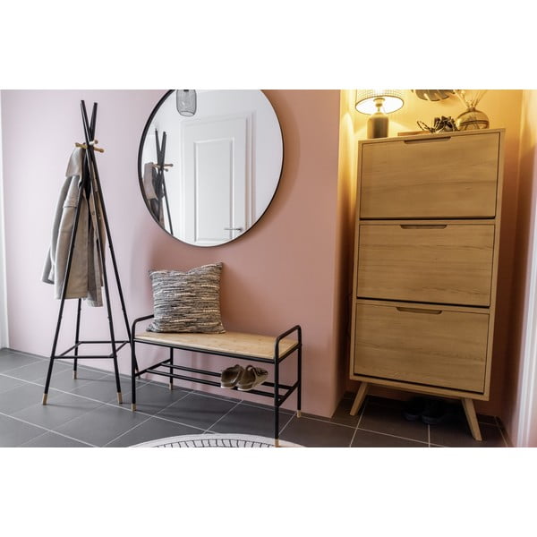 Czarno-naturalny metalowy regał na buty z siedziskiem Loft – Wenko-image-1