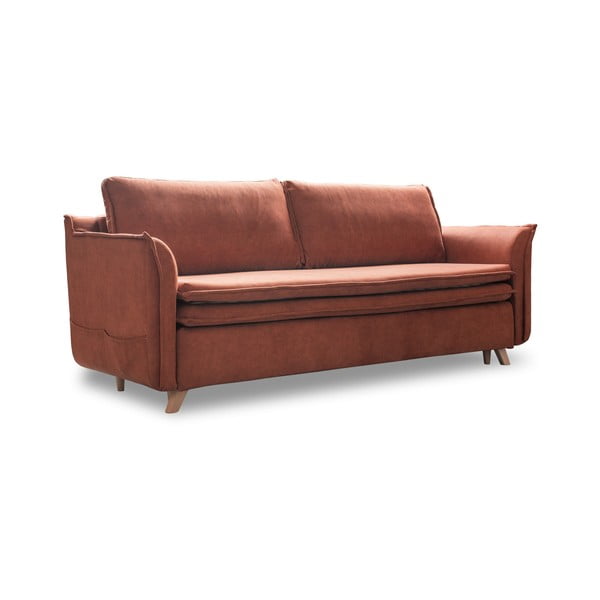 Ceglasta aksamitna rozkładana sofa 225 cm Charming Charlie – Miuform