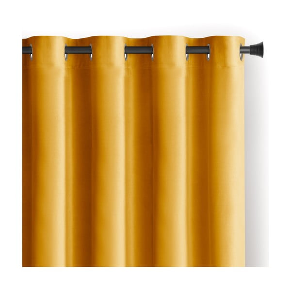 Żółta aksamitna zasłona częściowo zaciemniająca (dimout) 140x245 cm Eyelets – Restilo