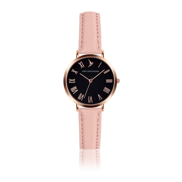 Zegarek damski z różowym paskiem ze skóry Emily Westwood Night