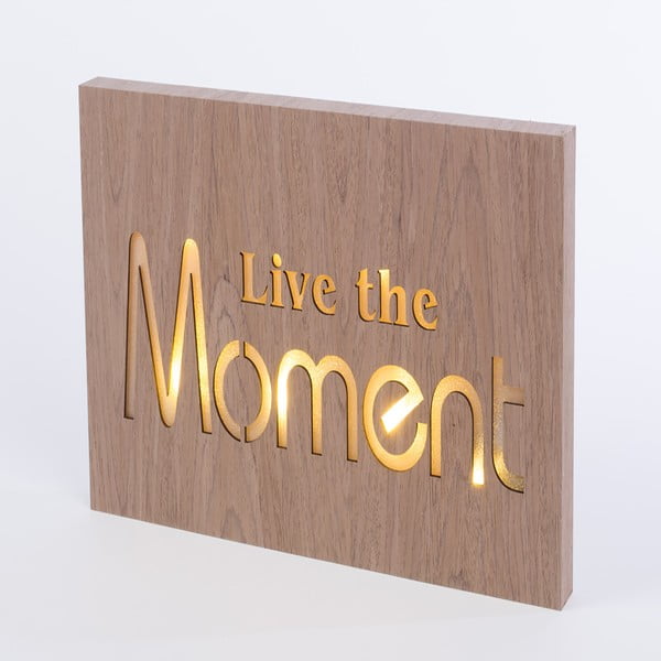 Obraz ze świecącym napisem Live The Moment, 42x24 cm