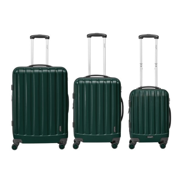Zestaw 3 ciemnozielonych walizek na kółkach Packenger Koffer