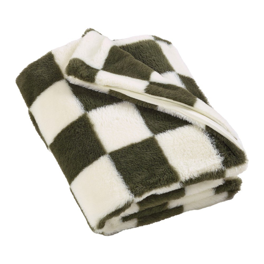 Biały/zielony koc 130x170 cm Cosy Soft Checkerboard – Catherine Lansfield