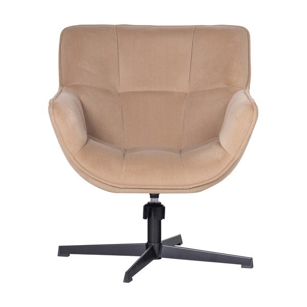 Beżowy obrotowy aksamitny fotel Wibo – WOOOD-image-2