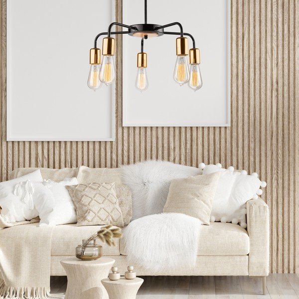Czarna lampa wisząca z metalowym kloszem ø 45 cm Erica – LAMKUR-image-2